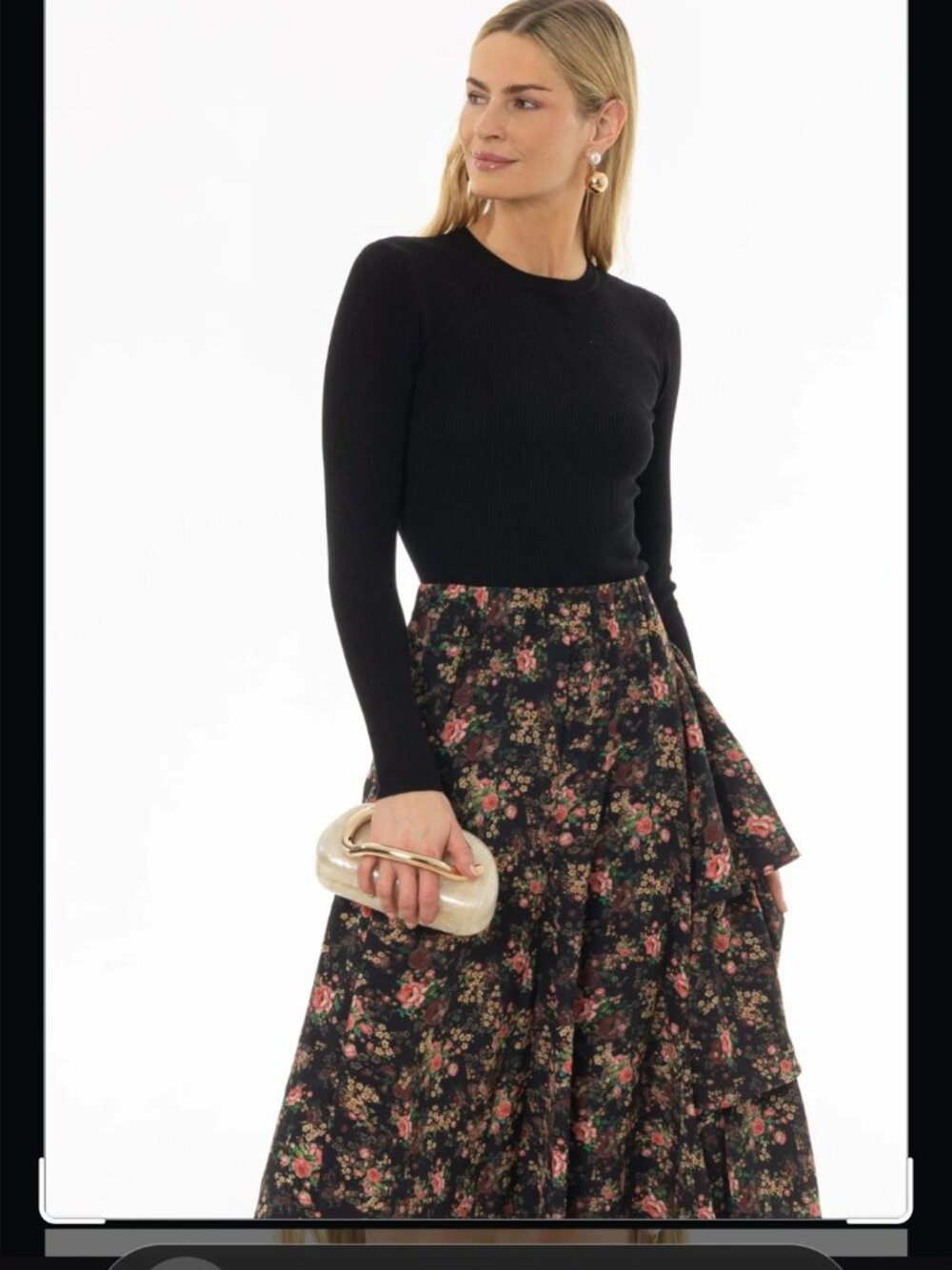 Black Ribbed Knit Top NWT